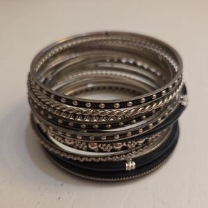 Amrita Singh Silver and Black Bracelet Set